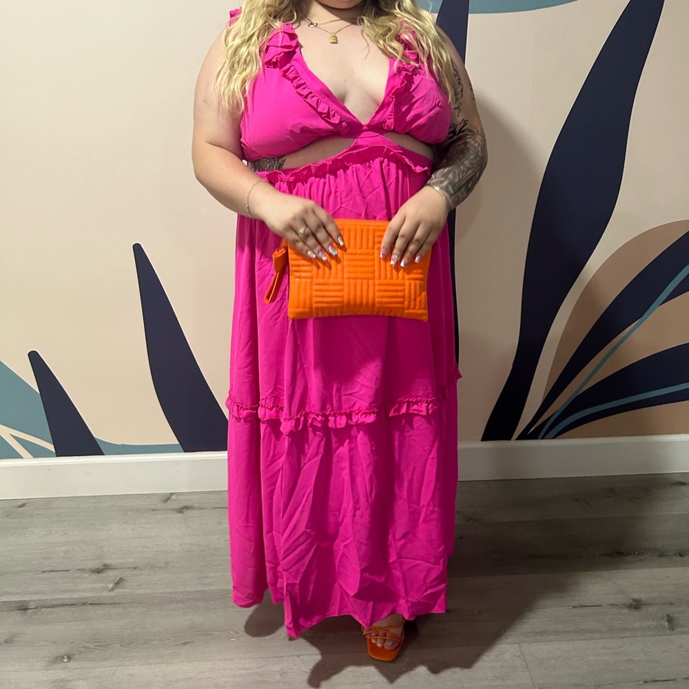 Pink Ruffled Maxi Dress - Picture 4 of 4